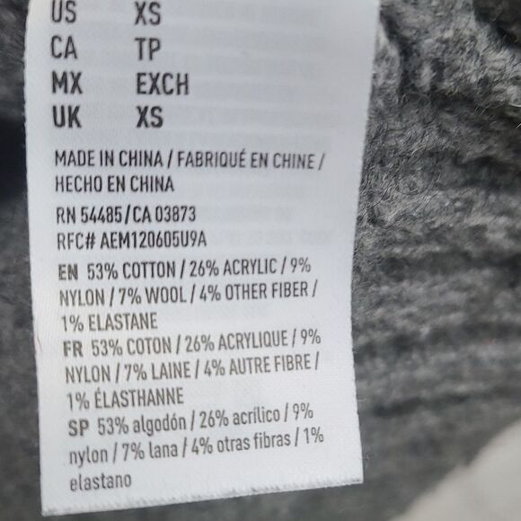 American Eagle XS 0/2 Chunky Grey Wool Blend Cable Knit Sweater Diamond Pattern - Picture 5 of 10